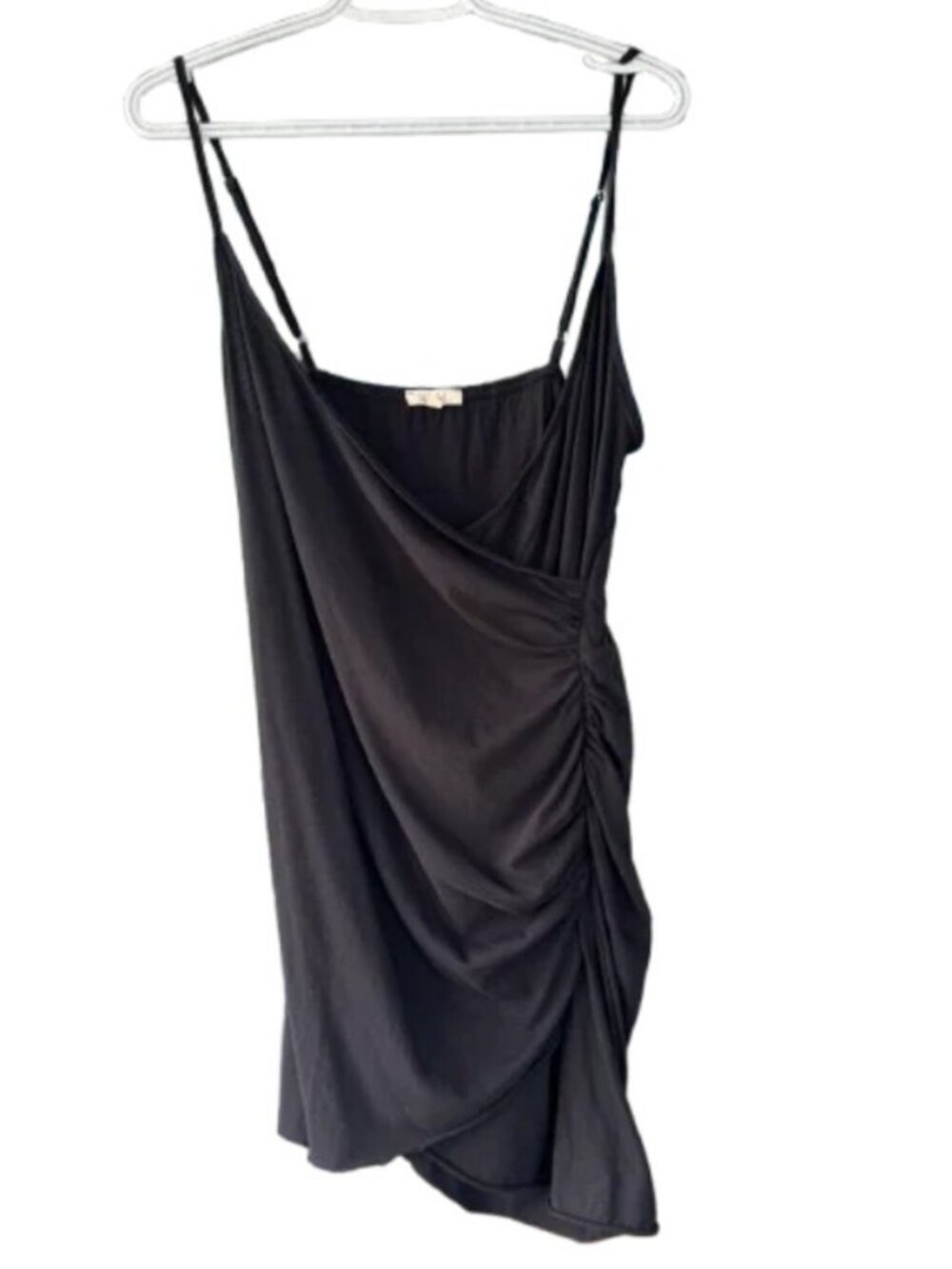 La Miel asymmetrical faux wrap mini dress black women's size L